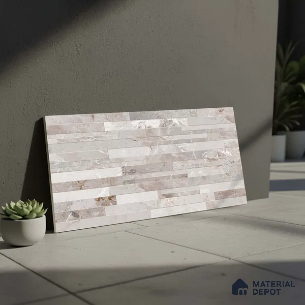 Stacked Stone Wall Tile TL 06584 B Irazu Crema 2 ft x 1 ft Ceramic Matte Finish - 9 mm | Suitable for Courtyard, Foyer, Balcony, Elevation (Sample)