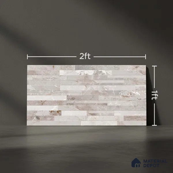Stacked Stone Wall Tile TL 06584 B Irazu Crema 2 ft x 1 ft Ceramic Matte Finish - 9 mm | Suitable for Courtyard, Foyer, Balcony, Elevation (Sample)