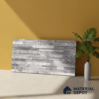 Stacked Stone Wall Tile TL 06584 Irazu Gris 2 ft x 1 ft Ceramic Matte Finish - 9 mm | Suitable for Courtyard, Foyer, Balcony, Elevation (Sample)