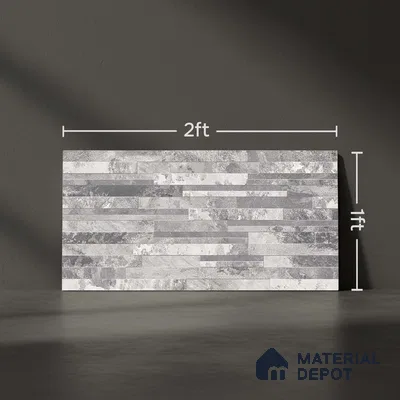 Stacked Stone Wall Tile TL 06584 Irazu Gris 2 ft x 1 ft Ceramic Matte Finish - 9 mm | Suitable for Courtyard, Foyer, Balcony, Elevation (Sample)
