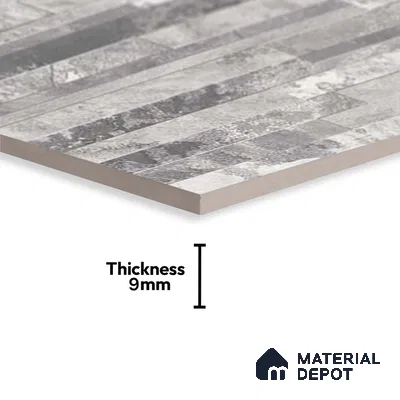Stacked Stone Wall Tile TL 06584 Irazu Gris 2 ft x 1 ft Ceramic Matte Finish - 9 mm | Suitable for Courtyard, Foyer, Balcony, Elevation (Sample)
