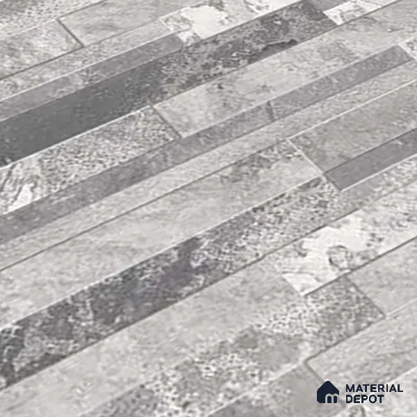 Stacked Stone Wall Tile TL 06584 Irazu Gris 2 ft x 1 ft Ceramic Matte Finish - 9 mm | Suitable for Courtyard, Foyer, Balcony, Elevation (Sample)