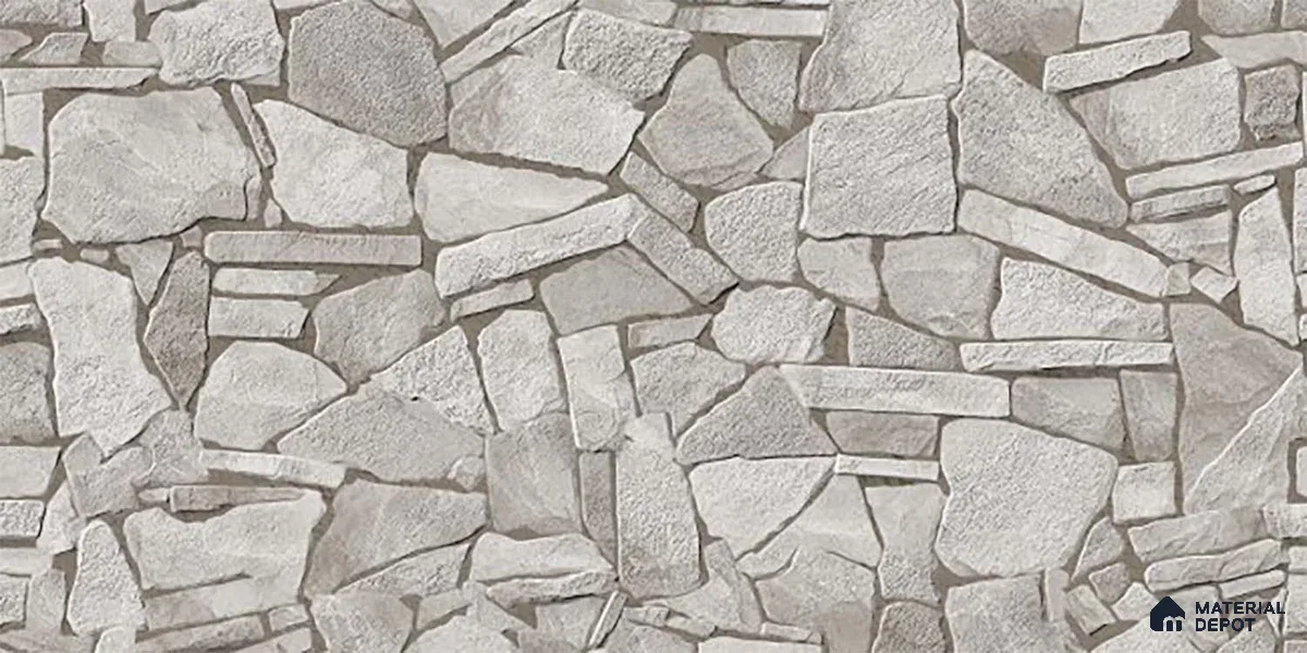 Stacked Stone Wall Tile TL 07888 Navtico Noce 2 ft x 1 ft Ceramic Matte Finish - 9 mm | Suitable for Courtyard, Foyer, Balcony, Elevation