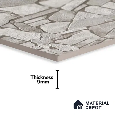 Stacked Stone Wall Tile TL 07888 Navtico Noce 2 ft x 1 ft Ceramic Matte Finish - 9 mm | Suitable for Courtyard, Foyer, Balcony, Elevation