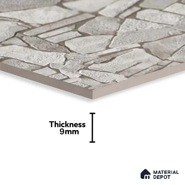 Stacked Stone Wall Tile TL 07888 Navtico Noce 2 ft x 1 ft Ceramic Matte Finish - 9 mm | Suitable for Courtyard, Foyer, Balcony, Elevation