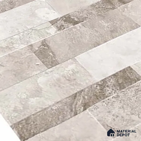 Stacked Stone Wall Tile TL 06598 Sentenar Gray 2 ft x 1 ft Ceramic Matte Finish - 9 mm | Suitable for Courtyard, Foyer, Balcony, Elevation (Sample)