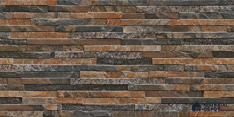 Stacked Stone Wall Tile TL 06590 B Montblanc Perla 2 ft x 1 ft Ceramic Matte Finish - 9 mm | Suitable for Foyer, Balcony, Elevation, Courtyard