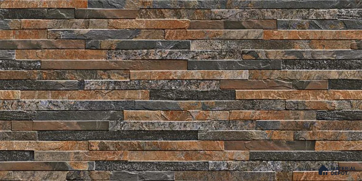 Stacked Stone Wall Tile TL 06590 B Montblanc Perla 2 ft x 1 ft Ceramic Matte Finish - 9 mm | Suitable for Foyer, Balcony, Elevation, Courtyard