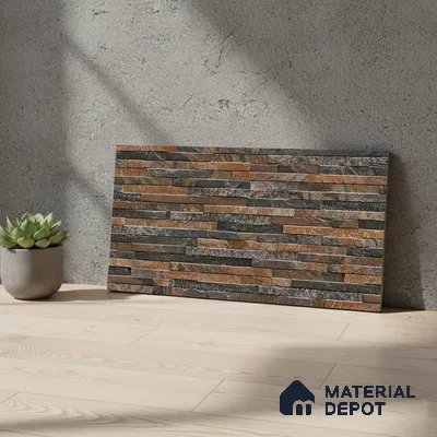 Stacked Stone Wall Tile TL 06590 B Montblanc Perla 2 ft x 1 ft Ceramic Matte Finish - 9 mm | Suitable for Foyer, Balcony, Elevation, Courtyard