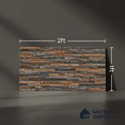 Stacked Stone Wall Tile TL 06590 B Montblanc Perla 2 ft x 1 ft Ceramic Matte Finish - 9 mm | Suitable for Foyer, Balcony, Elevation, Courtyard