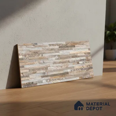 Stacked Stone Wall Tile TL 06590 C Montblanc Pizarra 2 ft x 1 ft Ceramic Matte Finish - 9 mm | Suitable for Courtyard, Foyer, Balcony, Elevation (Sample)