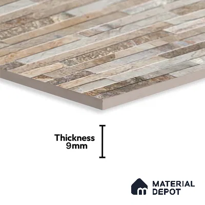 Stacked Stone Wall Tile TL 06590 C Montblanc Pizarra 2 ft x 1 ft Ceramic Matte Finish - 9 mm | Suitable for Courtyard, Foyer, Balcony, Elevation (Sample)