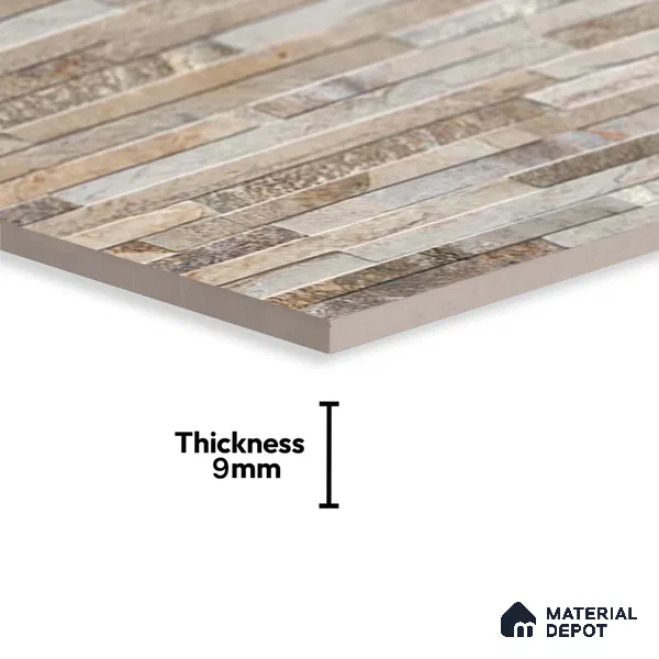Stacked Stone Wall Tile TL 06590 C Montblanc Pizarra 2 ft x 1 ft Ceramic Matte Finish - 9 mm | Suitable for Courtyard, Foyer, Balcony, Elevation (Sample)