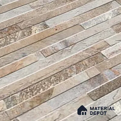 Stacked Stone Wall Tile TL 06590 C Montblanc Pizarra 2 ft x 1 ft Ceramic Matte Finish - 9 mm | Suitable for Courtyard, Foyer, Balcony, Elevation (Sample)