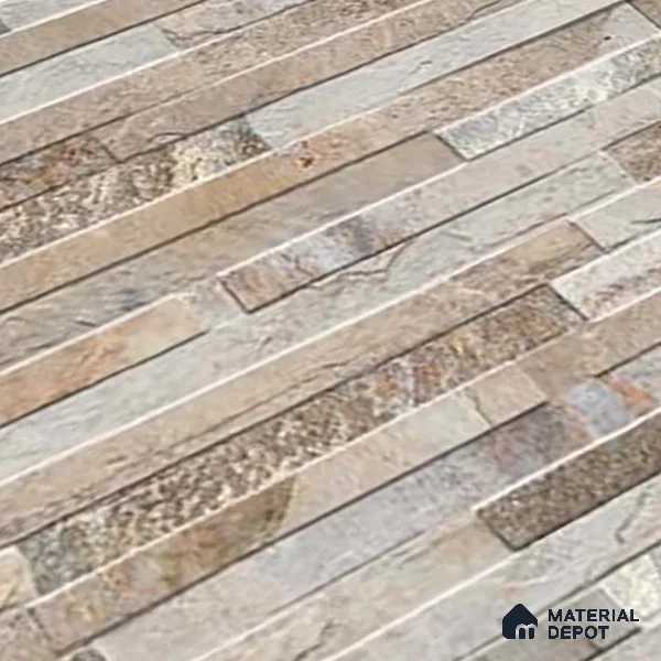 Stacked Stone Wall Tile TL 06590 C Montblanc Pizarra 2 ft x 1 ft Ceramic Matte Finish - 9 mm | Suitable for Courtyard, Foyer, Balcony, Elevation (Sample)