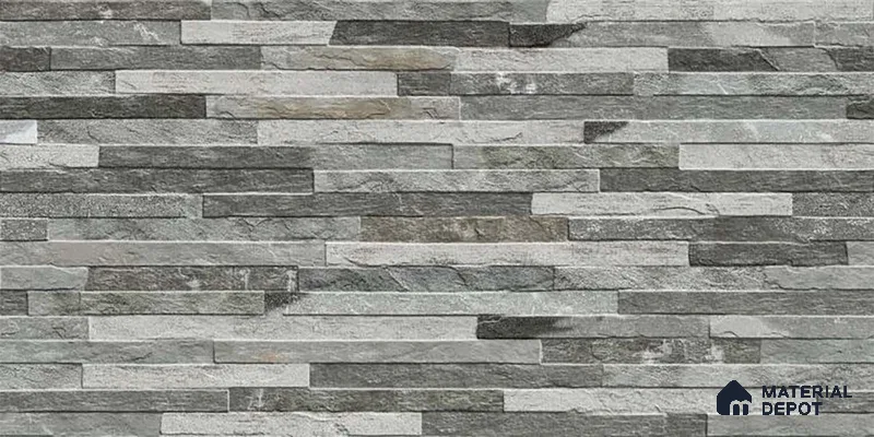 Stacked Stone Wall Tile TL 06590 Montblanc Azul 2 ft x 1 ft Ceramic Matte Finish - 9 mm | Suitable for Courtyard, Foyer, Balcony, Elevation (Sample)