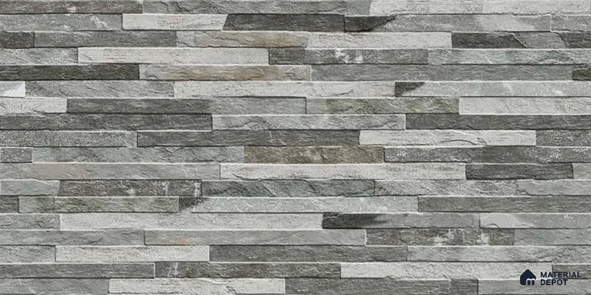 Stacked Stone Wall Tile TL 06590 Montblanc Azul 2 ft x 1 ft Ceramic Matte Finish - 9 mm | Suitable for Courtyard, Foyer, Balcony, Elevation (Sample)