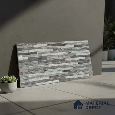 Stacked Stone Wall Tile TL 06590 Montblanc Azul 2 ft x 1 ft Ceramic Matte Finish - 9 mm | Suitable for Courtyard, Foyer, Balcony, Elevation (Sample)