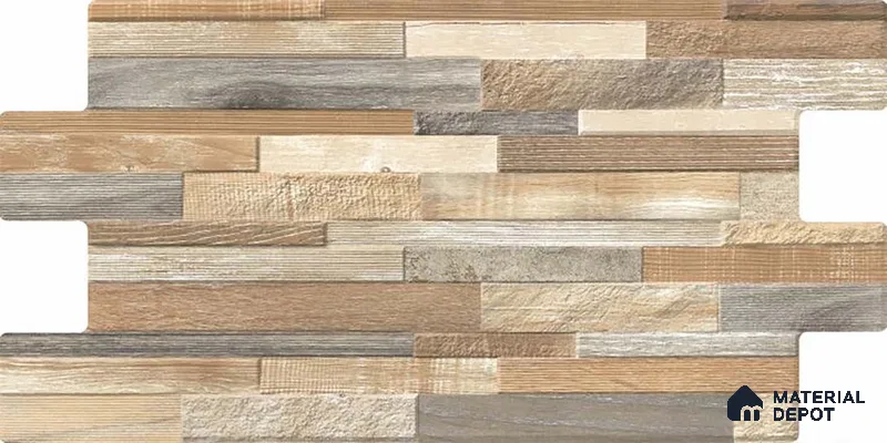 Stacked Stone Wall Tile TL 06599 B Ardesia Bosco 2 ft x 1 ft Ceramic Matte Finish - 9 mm | Suitable for Courtyard, Foyer, Balcony, Elevation (Sample)