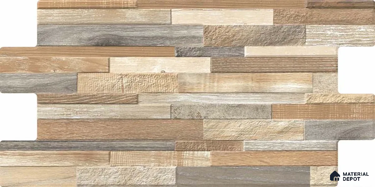 Stacked Stone Wall Tile TL 06599 B Ardesia Bosco 2 ft x 1 ft Ceramic Matte Finish - 9 mm | Suitable for Courtyard, Foyer, Balcony, Elevation (Sample)