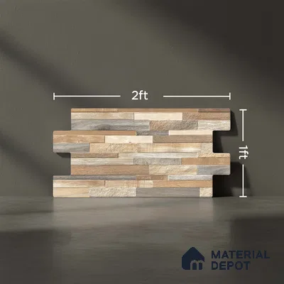 Stacked Stone Wall Tile TL 06599 B Ardesia Bosco 2 ft x 1 ft Ceramic Matte Finish - 9 mm | Suitable for Courtyard, Foyer, Balcony, Elevation (Sample)