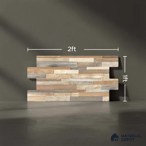 Stacked Stone Wall Tile TL 06599 B Ardesia Bosco 2 ft x 1 ft Ceramic Matte Finish - 9 mm | Suitable for Courtyard, Foyer, Balcony, Elevation (Sample)