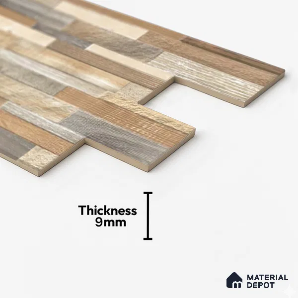 Stacked Stone Wall Tile TL 06599 B Ardesia Bosco 2 ft x 1 ft Ceramic Matte Finish - 9 mm | Suitable for Courtyard, Foyer, Balcony, Elevation (Sample)