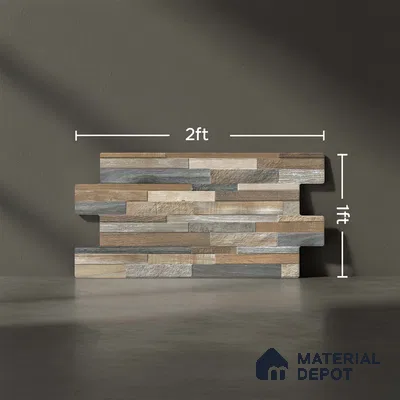 Stacked Stone Wall Tile TL 06599 C Ardesia Woody 2 ft x 1 ft Ceramic Matte Finish - 9 mm | Suitable for Courtyard, Stair Lobby wall, Balcony, Elevation (Sample)