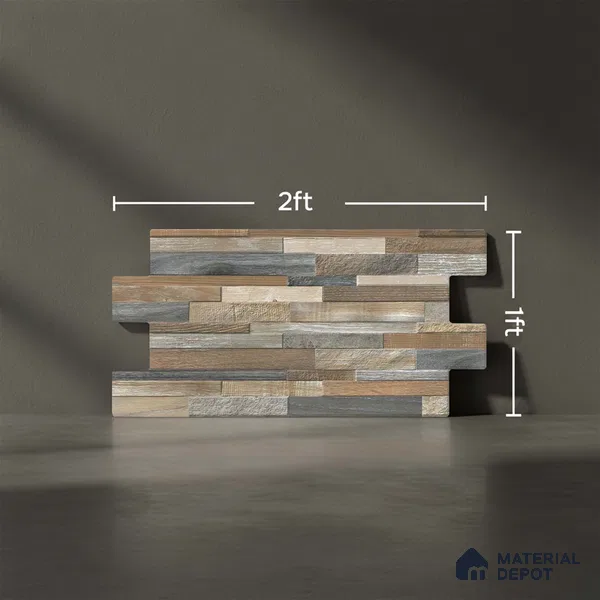 Stacked Stone Wall Tile TL 06599 C Ardesia Woody 2 ft x 1 ft Ceramic Matte Finish - 9 mm | Suitable for Courtyard, Stair Lobby wall, Balcony, Elevation (Sample)