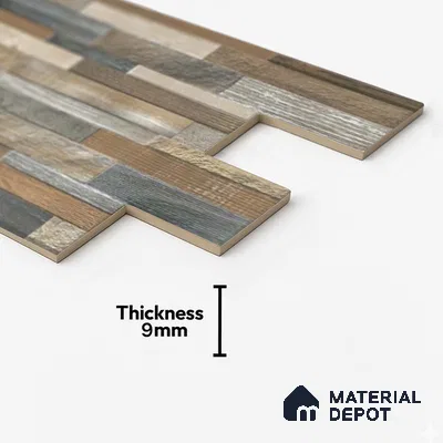 Stacked Stone Wall Tile TL 06599 C Ardesia Woody 2 ft x 1 ft Ceramic Matte Finish - 9 mm | Suitable for Courtyard, Stair Lobby wall, Balcony, Elevation (Sample)