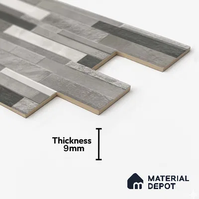 Stacked Stone Wall Tile TL 06599 Ardesia Gris 2 ft x 1 ft Ceramic Matte Finish - 9 mm | Suitable for Courtyard, Foyer, Balcony, Elevation (Sample)