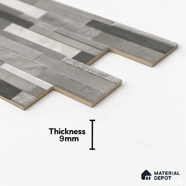 Stacked Stone Wall Tile TL 06599 Ardesia Gris 2 ft x 1 ft Ceramic Matte Finish - 9 mm | Suitable for Courtyard, Foyer, Balcony, Elevation (Sample)