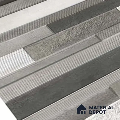Stacked Stone Wall Tile TL 06599 Ardesia Gris 2 ft x 1 ft Ceramic Matte Finish - 9 mm | Suitable for Courtyard, Foyer, Balcony, Elevation (Sample)