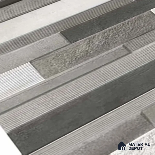 Stacked Stone Wall Tile TL 06599 Ardesia Gris 2 ft x 1 ft Ceramic Matte Finish - 9 mm | Suitable for Courtyard, Foyer, Balcony, Elevation (Sample)