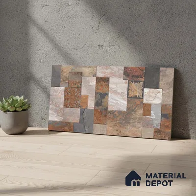 Stacked Stone Wall Tile TL 06582 B Exence Oxido 2 ft x 1 ft Ceramic Matte Finish - 9 mm | Suitable for Foyer, Balcony, Elevation, Courtyard
