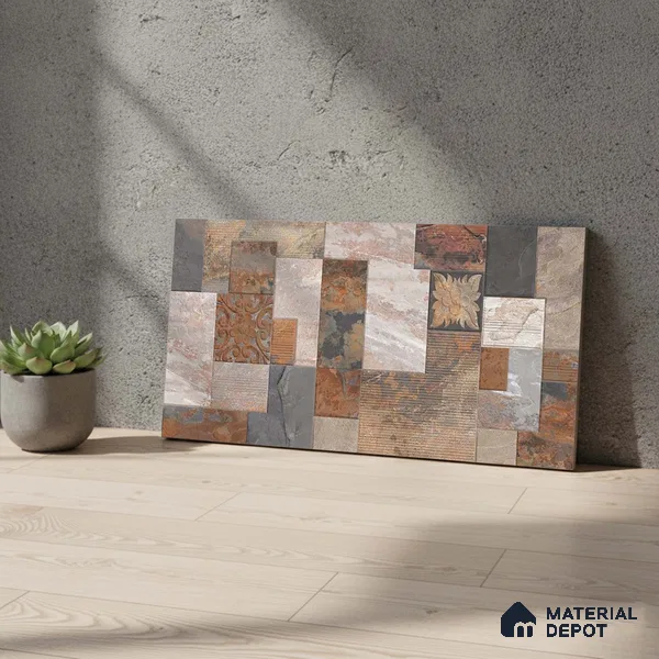 Stacked Stone Wall Tile TL 06582 B Exence Oxido 2 ft x 1 ft Ceramic Matte Finish - 9 mm | Suitable for Foyer, Balcony, Elevation, Courtyard