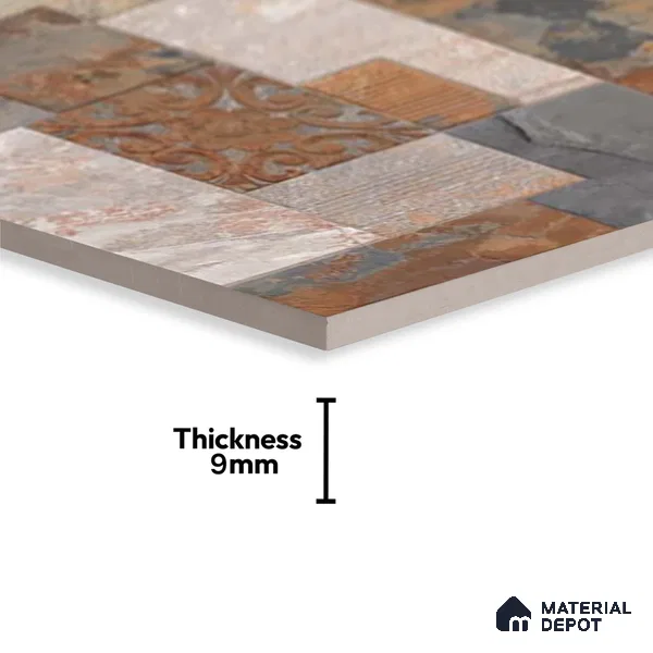 Stacked Stone Wall Tile TL 06582 B Exence Oxido 2 ft x 1 ft Ceramic Matte Finish - 9 mm | Suitable for Foyer, Balcony, Elevation, Courtyard