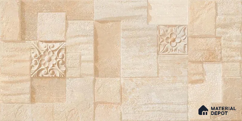 Stacked Stone Wall Tile TL 06582 C Exence Crema 2 ft x 1 ft Ceramic Matte Finish - 9 mm | Suitable for Courtyard, Foyer, Balcony, Elevation (Sample)