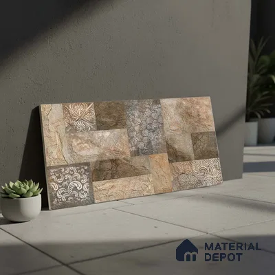 Stacked Stone Wall Tile TL 06593 Malta Oxido 2 ft x 1 ft Ceramic Matte Finish - 9 mm | Suitable for Foyer, Balcony, Elevation, Courtyard