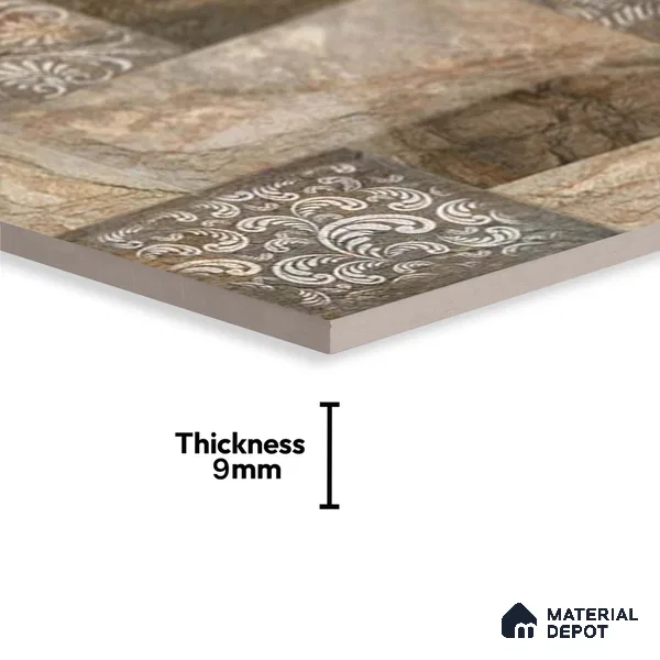 Stacked Stone Wall Tile TL 06593 Malta Oxido 2 ft x 1 ft Ceramic Matte Finish - 9 mm | Suitable for Foyer, Balcony, Elevation, Courtyard