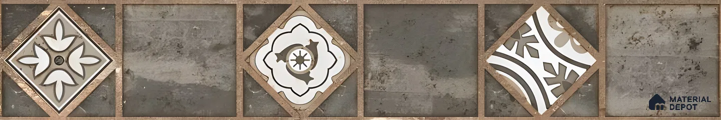 Moroccan Look Floor Tile TL 06573 B Cicilia Verde Decore 35 Inch x 6 Inch Vitrified Matte Finish - 9 mm | Suitable for Living Room, Kitchen & Bedroom (Sample)