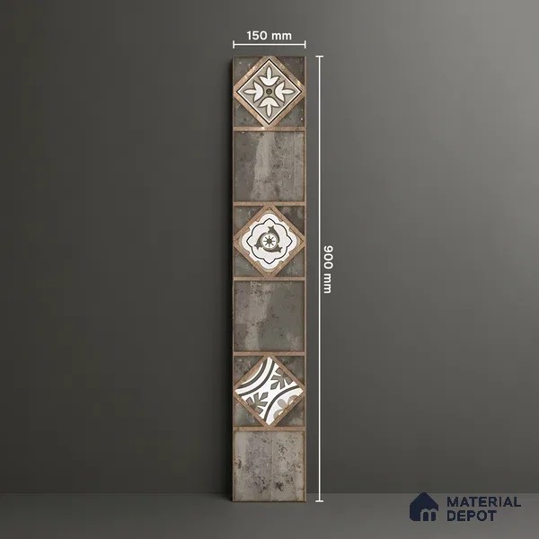 Moroccan Look Floor Tile TL 06573 B Cicilia Verde Decore 35 Inch x 6 Inch Vitrified Matte Finish - 9 mm | Suitable for Living Room, Kitchen & Bedroom (Sample)