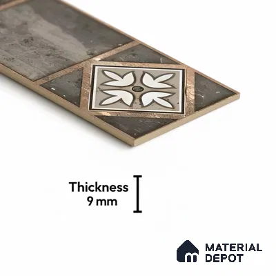 Moroccan Look Floor Tile TL 06573 B Cicilia Verde Decore 35 Inch x 6 Inch Vitrified Matte Finish - 9 mm | Suitable for Living Room, Kitchen & Bedroom (Sample)