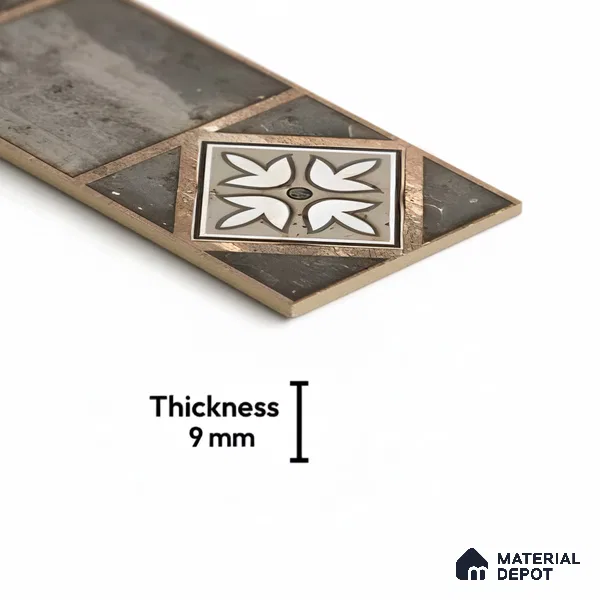 Moroccan Look Floor Tile TL 06573 B Cicilia Verde Decore 35 Inch x 6 Inch Vitrified Matte Finish - 9 mm | Suitable for Living Room, Kitchen & Bedroom (Sample)