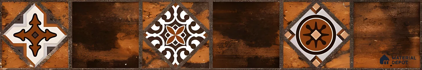 Moroccan Look Floor Tile TL 06573 D Cicilia Choco Decore 35 Inch x 6 Inch Vitrified Matte Finish - 9 mm | Suitable for Living Room, Kitchen & Bedroom