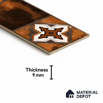 Moroccan Look Floor Tile TL 06573 D Cicilia Choco Decore 35 Inch x 6 Inch Vitrified Matte Finish - 9 mm | Suitable for Living Room, Kitchen & Bedroom