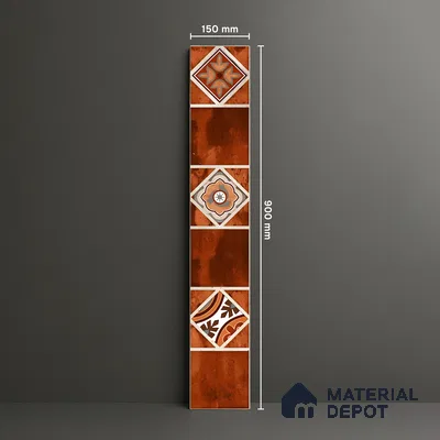Moroccan Look Floor Tile TL 06573 F Cicilia Marron Decore 35 Inch x 6 Inch Vitrified Matte Finish - 9 mm | Suitable for Living Room, Kitchen & Bedroom (Sample)