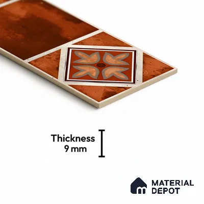 Moroccan Look Floor Tile TL 06573 F Cicilia Marron Decore 35 Inch x 6 Inch Vitrified Matte Finish - 9 mm | Suitable for Living Room, Kitchen & Bedroom (Sample)