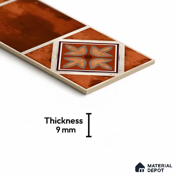 Moroccan Look Floor Tile TL 06573 F Cicilia Marron Decore 35 Inch x 6 Inch Vitrified Matte Finish - 9 mm | Suitable for Living Room, Kitchen & Bedroom (Sample)