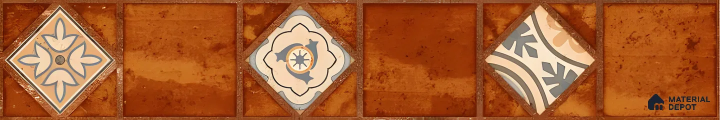 Moroccan Look Floor Tile TL 06573 H Cicilia Naranza Decore 35 Inch x 6 Inch Vitrified Matte Finish - 9 mm | Suitable for Living Room, Kitchen & Bedroom